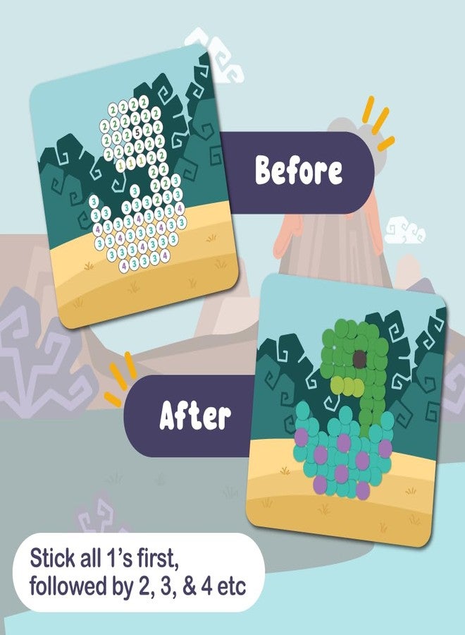 بينكا مجموعة أنشطة فن النقاط من بينكا دوتيز، أكثر من 1500 ملصق، 8 ديناصورات، أنشطة بدون فوضى، فن ملصقات النقاط للأطفال الصغار، أنشطة سفر للأطفال، مجموعات حرفية وهدايا للفتيات من عمر 4 و5 و6 و7 سنوات - Image 4